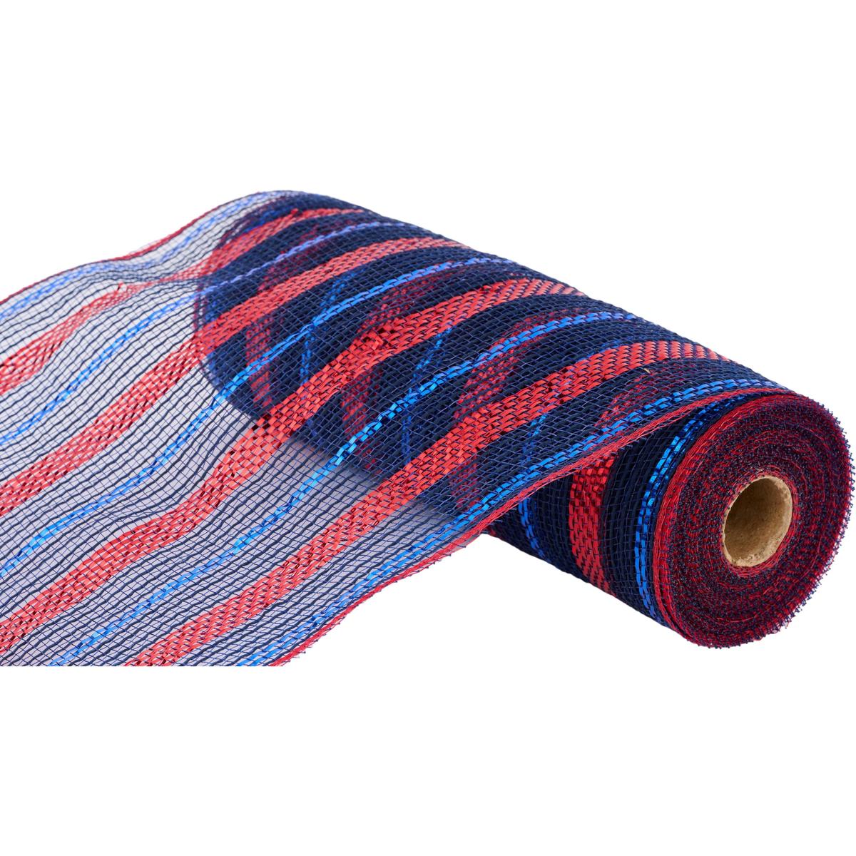 Shop For 10" Poly Faux Jute Metallic Mesh Ribbon: Navy Blue, Royal, Red (10 Yards) at Michelle's aDOORable Creations