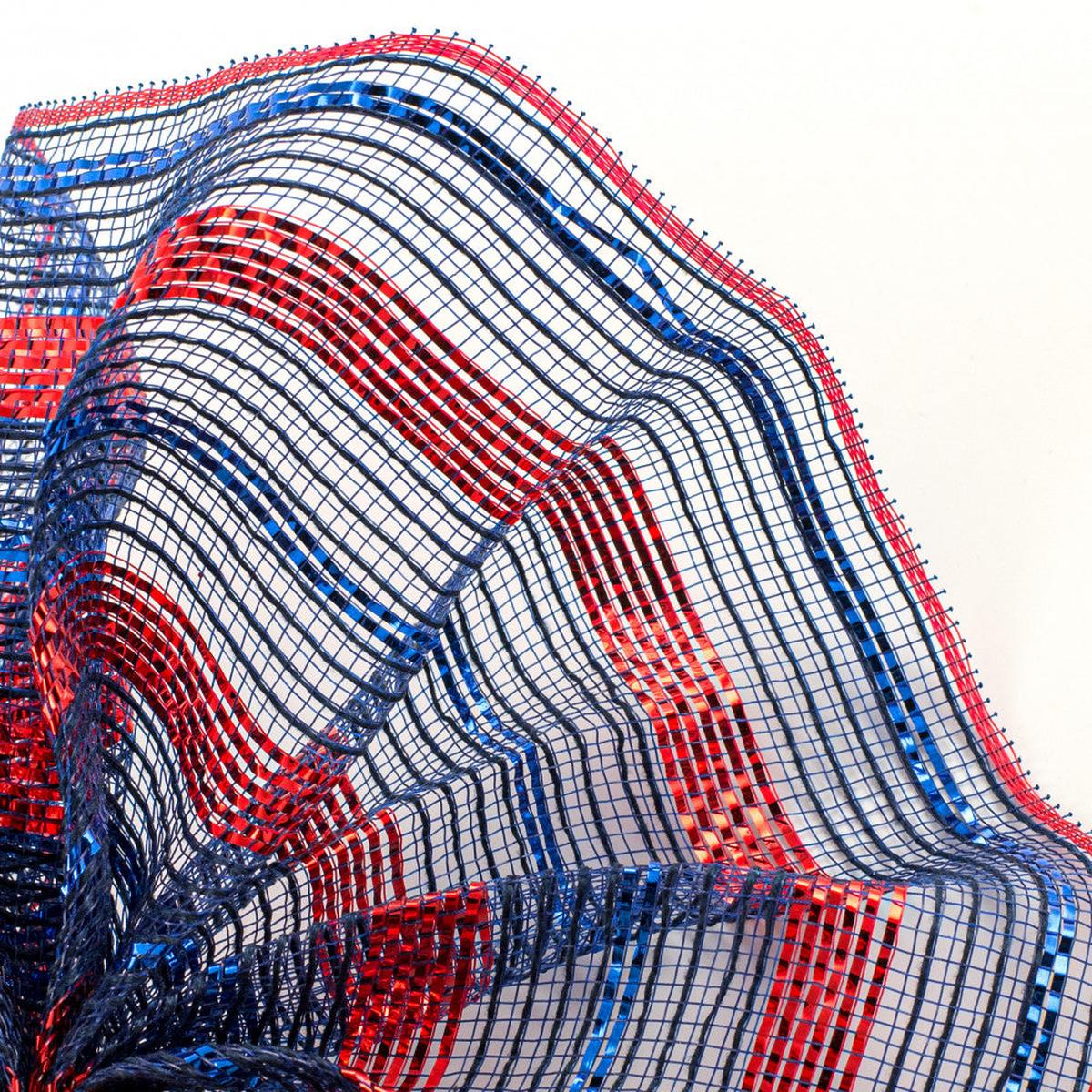 Shop For 10" Poly Faux Jute Metallic Mesh Ribbon: Navy Blue, Royal, Red (10 Yards) at Michelle's aDOORable Creations