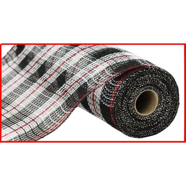 Shop For 10.5" Faux Jute Check Foil Mesh Ribbon: Black/Red (10 Yards) at Michelle's aDOORable Creations