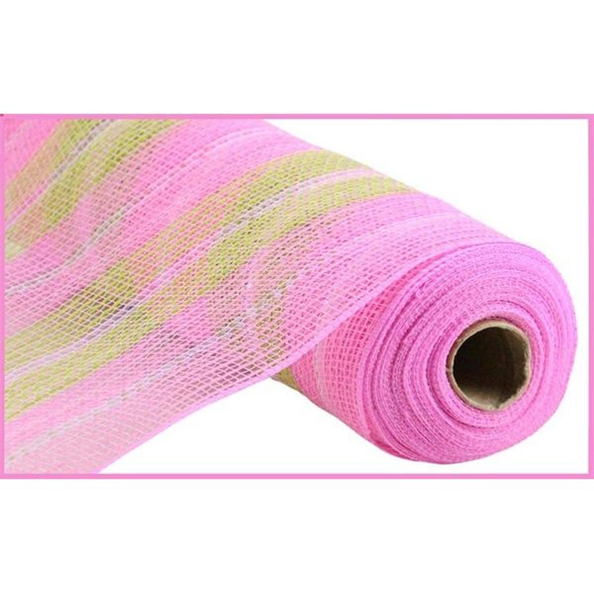 Shop For 10.5" Jute Iridescent Stripe Mesh Ribbon: Light Pink (10 Yards) at Michelle's aDOORable Creations