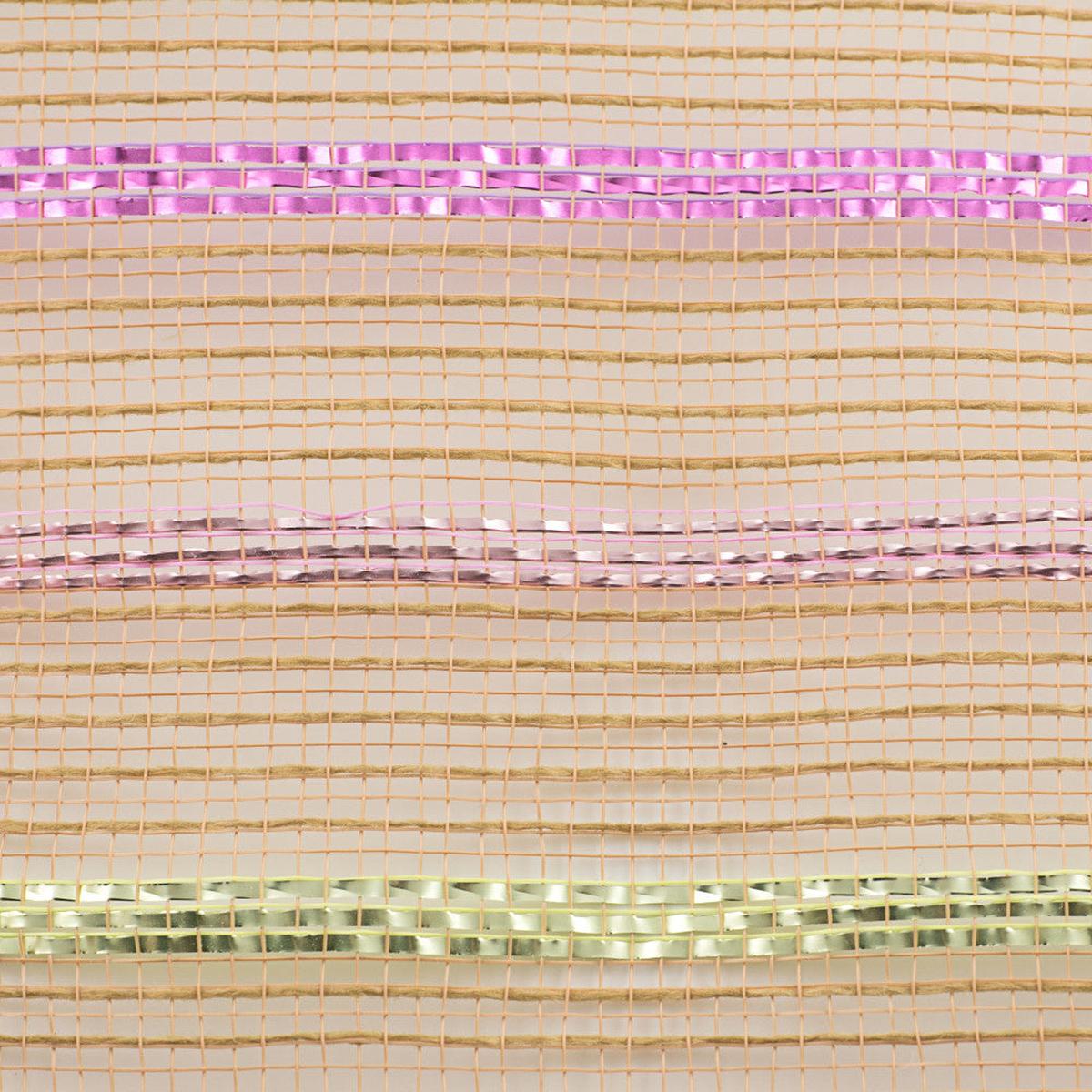 Shop For 10.5" Poly Jute Matte Stripe Mesh Ribbon: Natural Pastel Stripes (10 Yards) at Michelle's aDOORable Creations