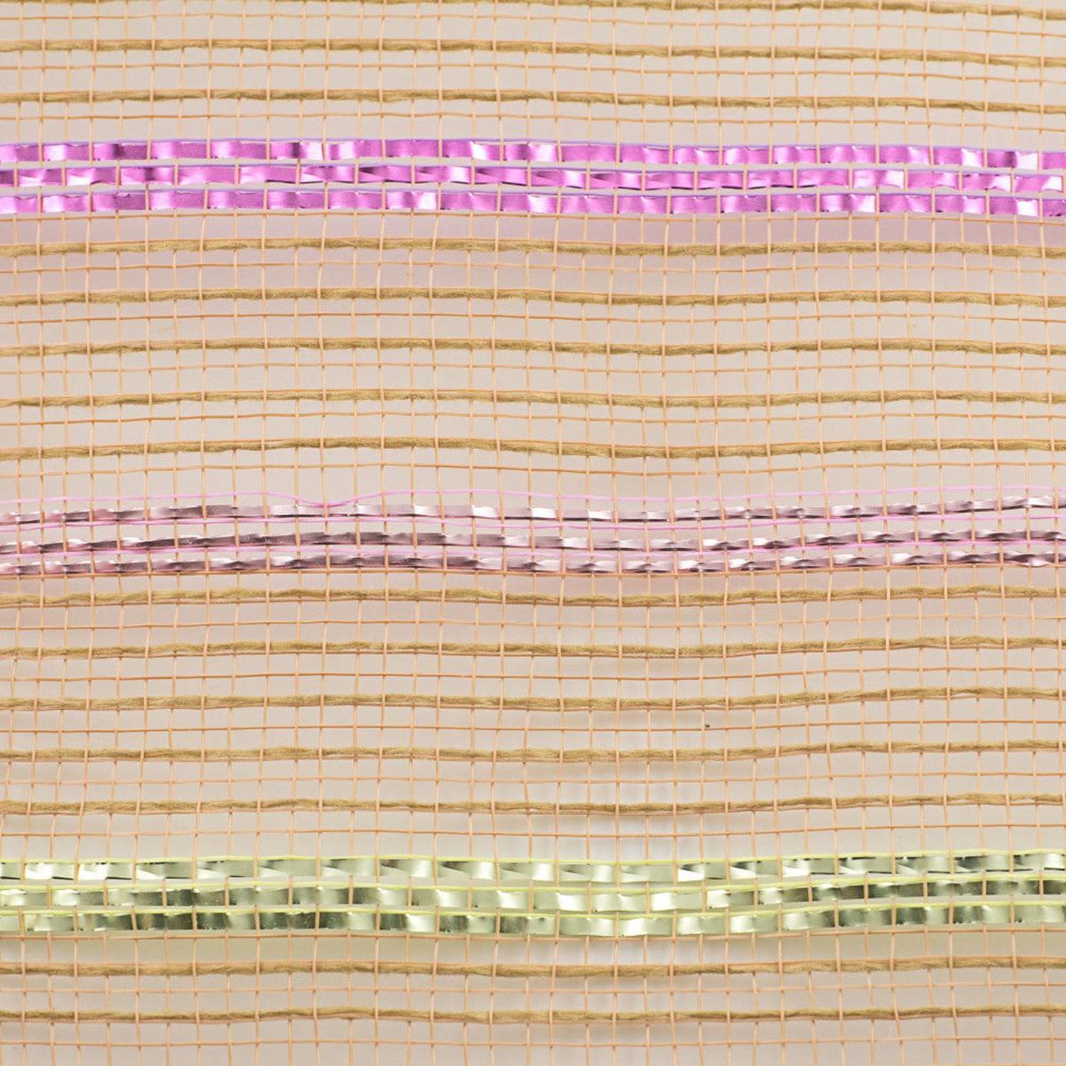 Shop For 10.5" Poly Jute Matte Stripe Mesh Ribbon: Natural Pastel Stripes (10 Yards) at Michelle's aDOORable Creations