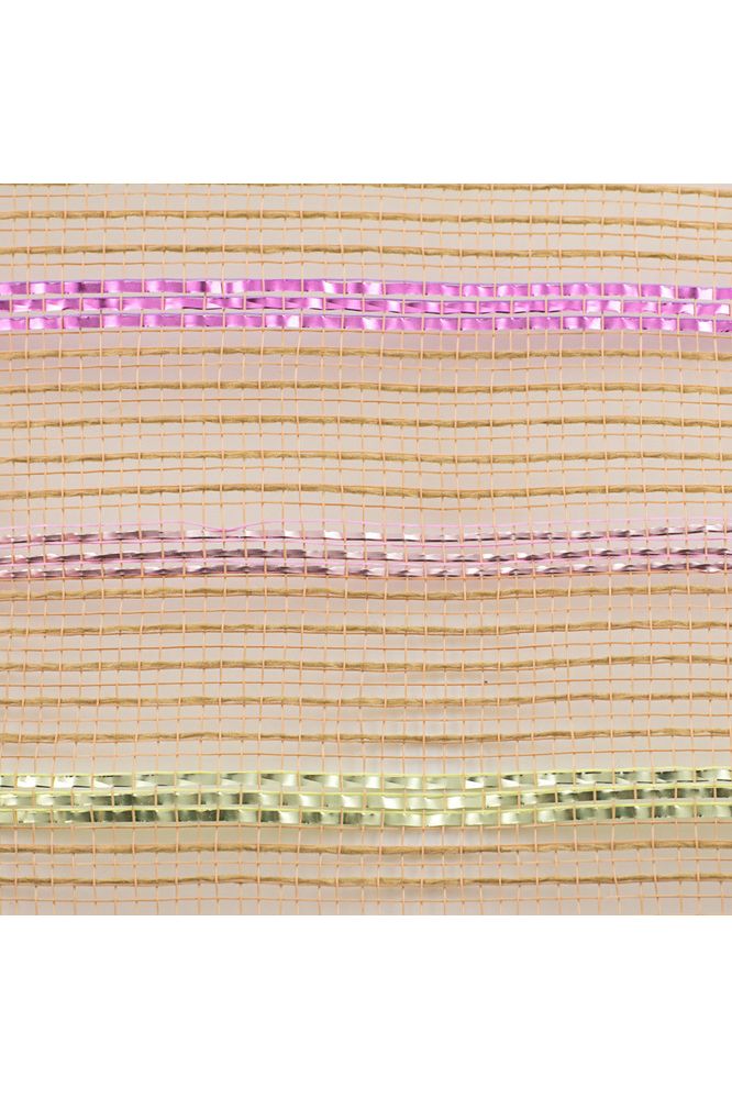 Shop For 10.5" Poly Jute Matte Stripe Mesh Ribbon: Natural Pastel Stripes (10 Yards) at Michelle's aDOORable Creations