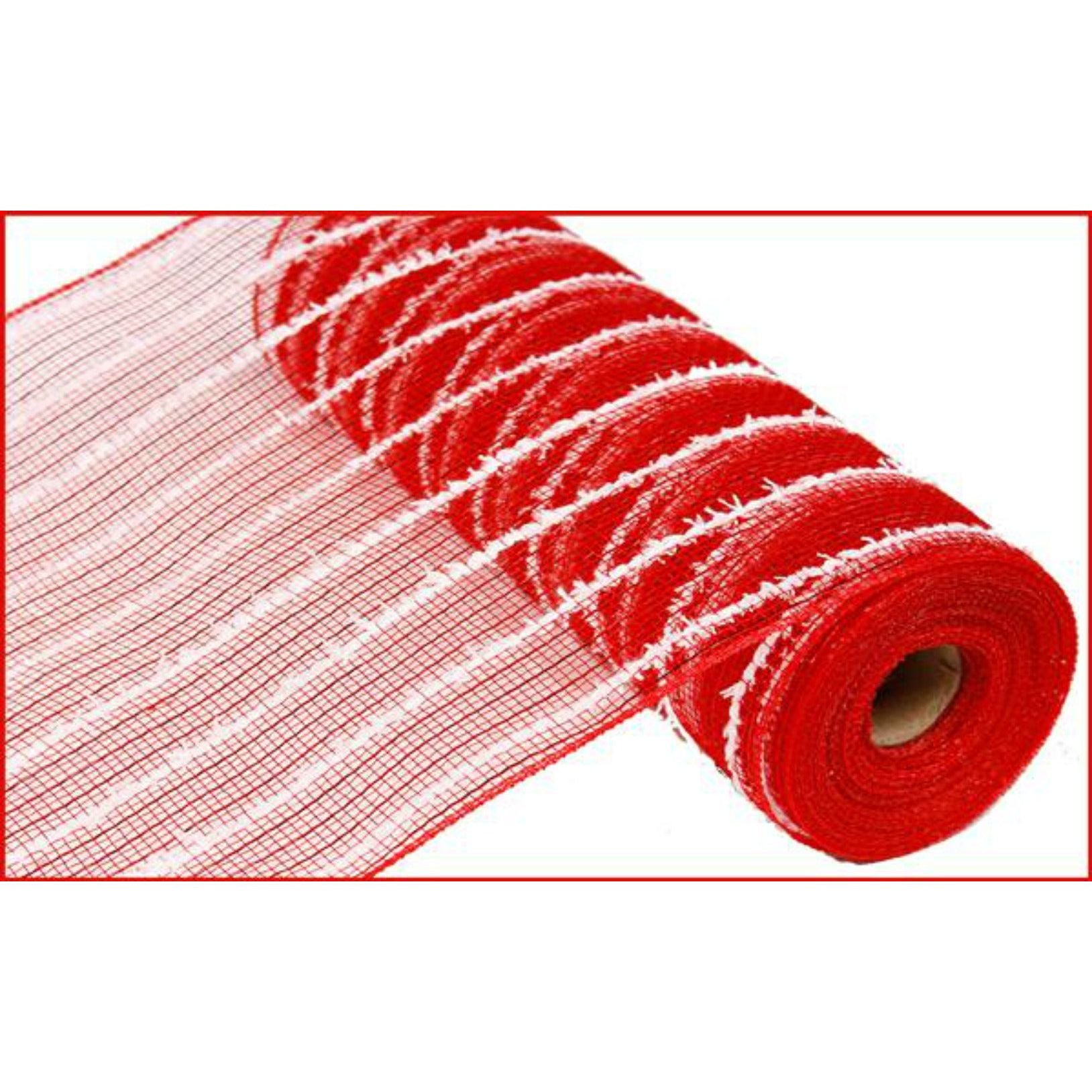 Shop For 10" Snowdrift Deco Mesh Ribbon: Red Foil & White (10 Yards) at Michelle's aDOORable Creations