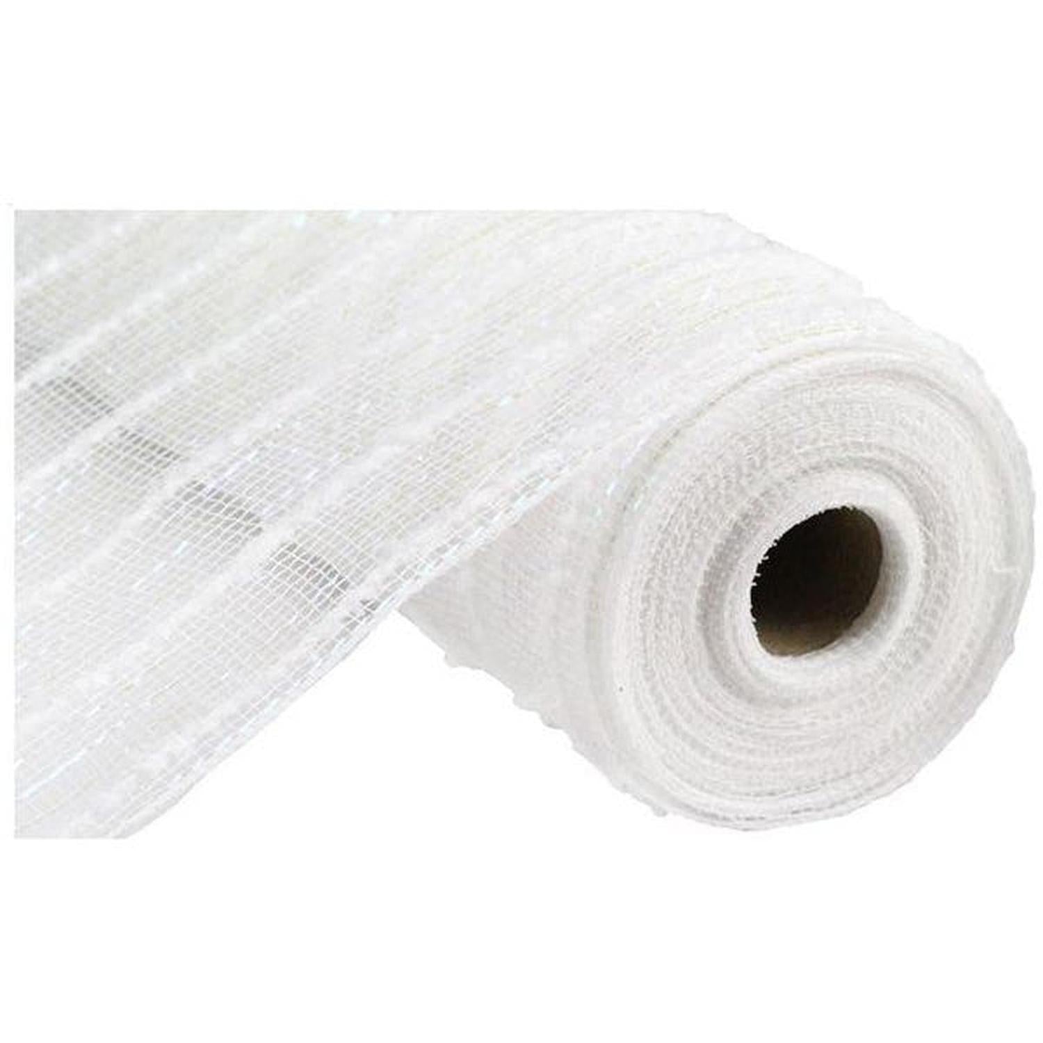 Shop For 10" White Snowdrift Cotton Ball Mesh Ribbon at Michelle's aDOORable Creations