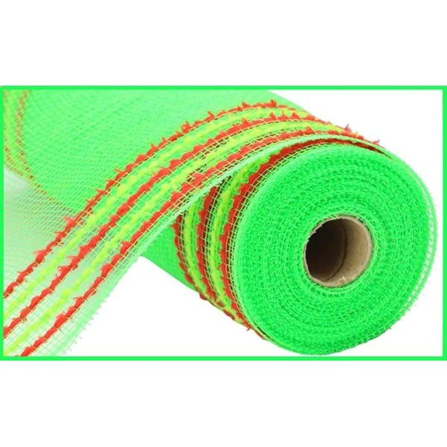 10.5" Drift Border Mesh Ribbon: Lime Green/Red (10 Yards)