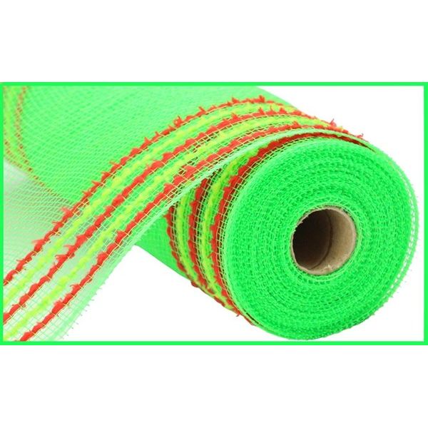 Shop For 10.5" Drift Border Mesh Ribbon: Lime Green/Red (10 Yards) at Michelle's aDOORable Creations