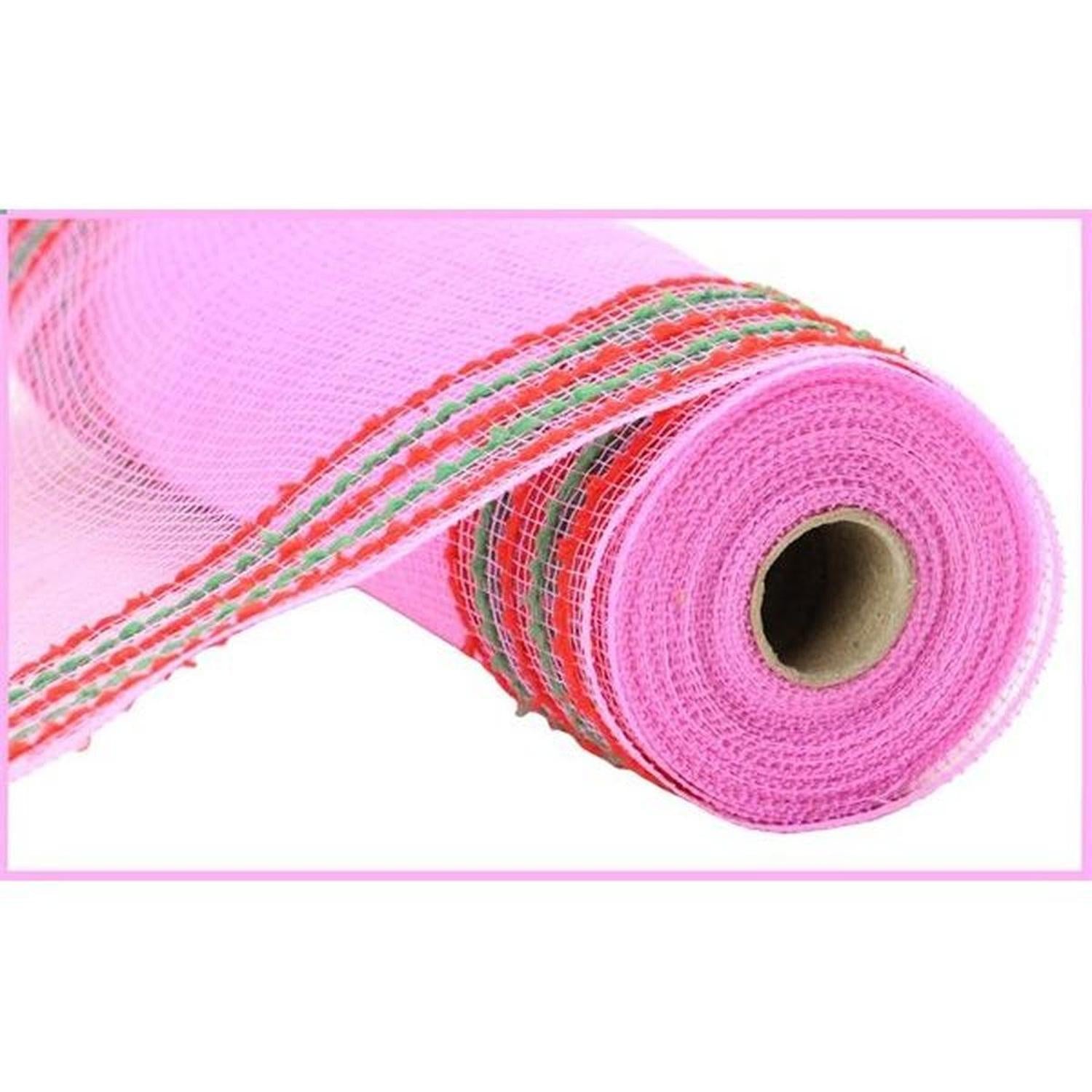 10.25" Drift Border Mesh Ribbon: Pink/Red (10 Yards)