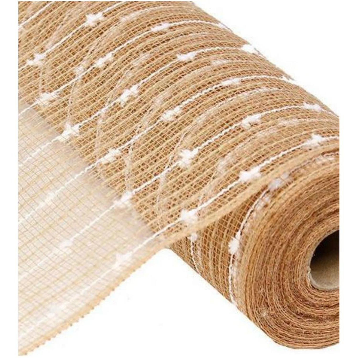 Shop For 10.5" Cotton Ball Poly Jute Mesh Ribbon: Natural White (10 Yards) at Michelle's aDOORable Creations