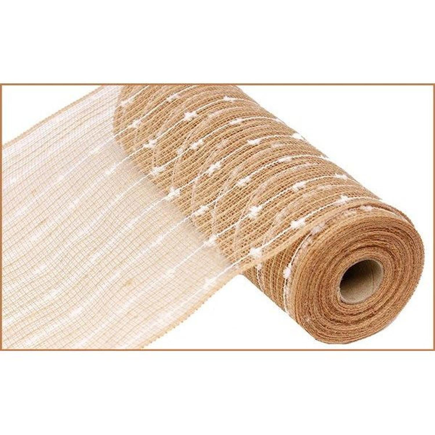 Shop For 10.5" Cotton Ball Poly Jute Mesh Ribbon: Natural White (10 Yards) at Michelle's aDOORable Creations