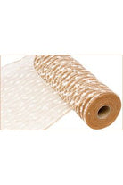 Shop For 10.5" Cotton Ball Poly Jute Mesh Ribbon: Natural (10 Yards) at Michelle's aDOORable Creations