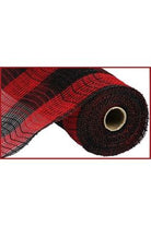 Shop For 10.25" Faux Jute Check Mesh Ribbon: Red & Black (10 Yards) at Michelle's aDOORable Creations