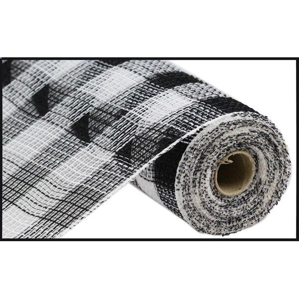 Shop For 10.25" Faux Jute Check Mesh Ribbon: Black & White (10 Yards) at Michelle's aDOORable Creations