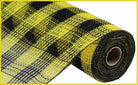10" Small Check Fabric Mesh Ribbon: Black & Yellow (10 Yards)