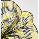 10" Small Check Fabric Mesh Ribbon: Black & Yellow (10 Yards)