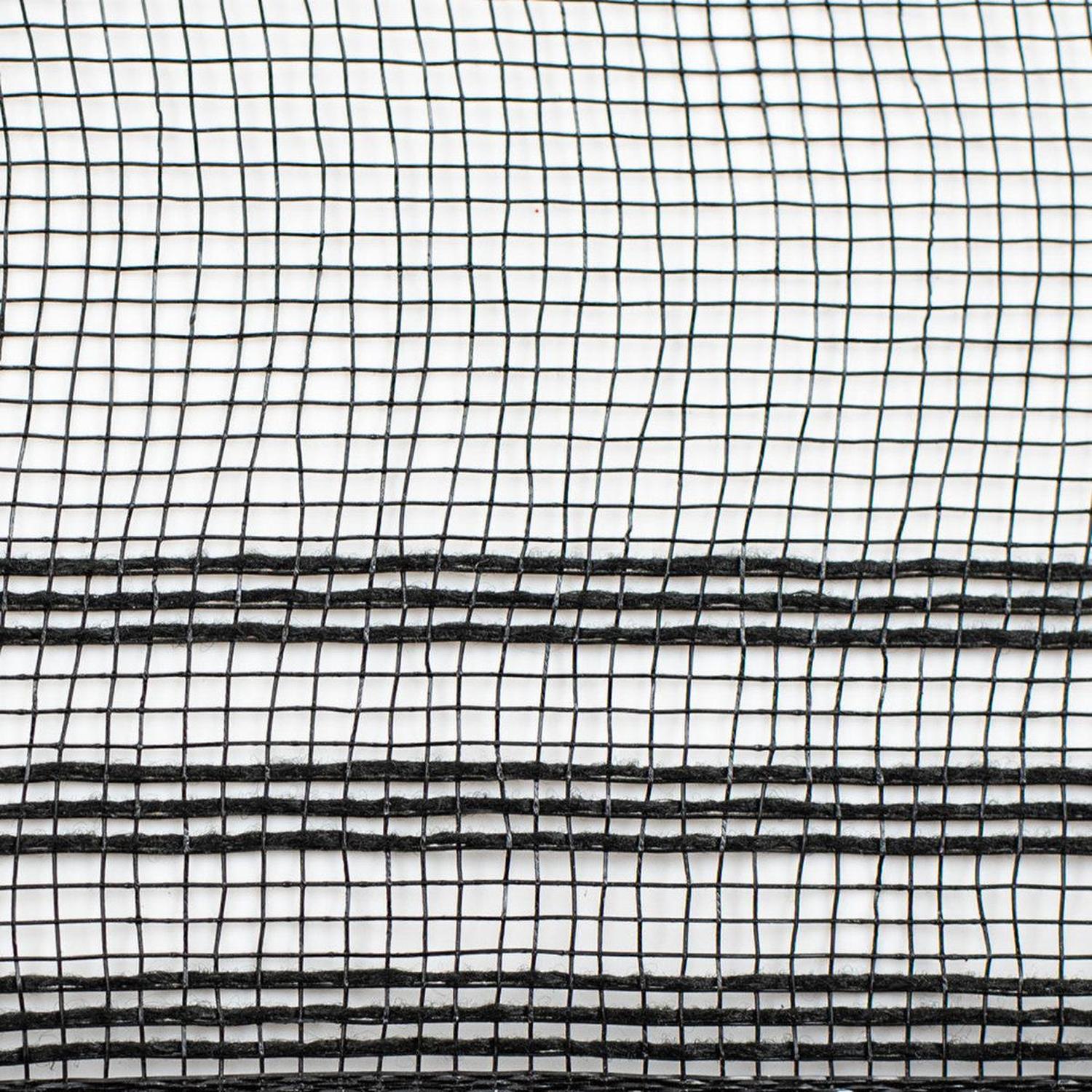 10.5" Faux Jute Border Stripe Mesh Ribbon: Black (10 Yards)