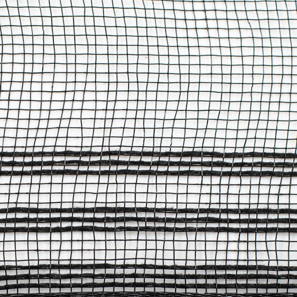 Shop For 10.5" Faux Jute Border Stripe Mesh Ribbon: Black (10 Yards) at Michelle's aDOORable Creations