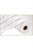 Shop For 10.5" Poly Jute Matte Metallic Mesh Ribbon: White/Gold (10 Yards) at Michelle's aDOORable Creations