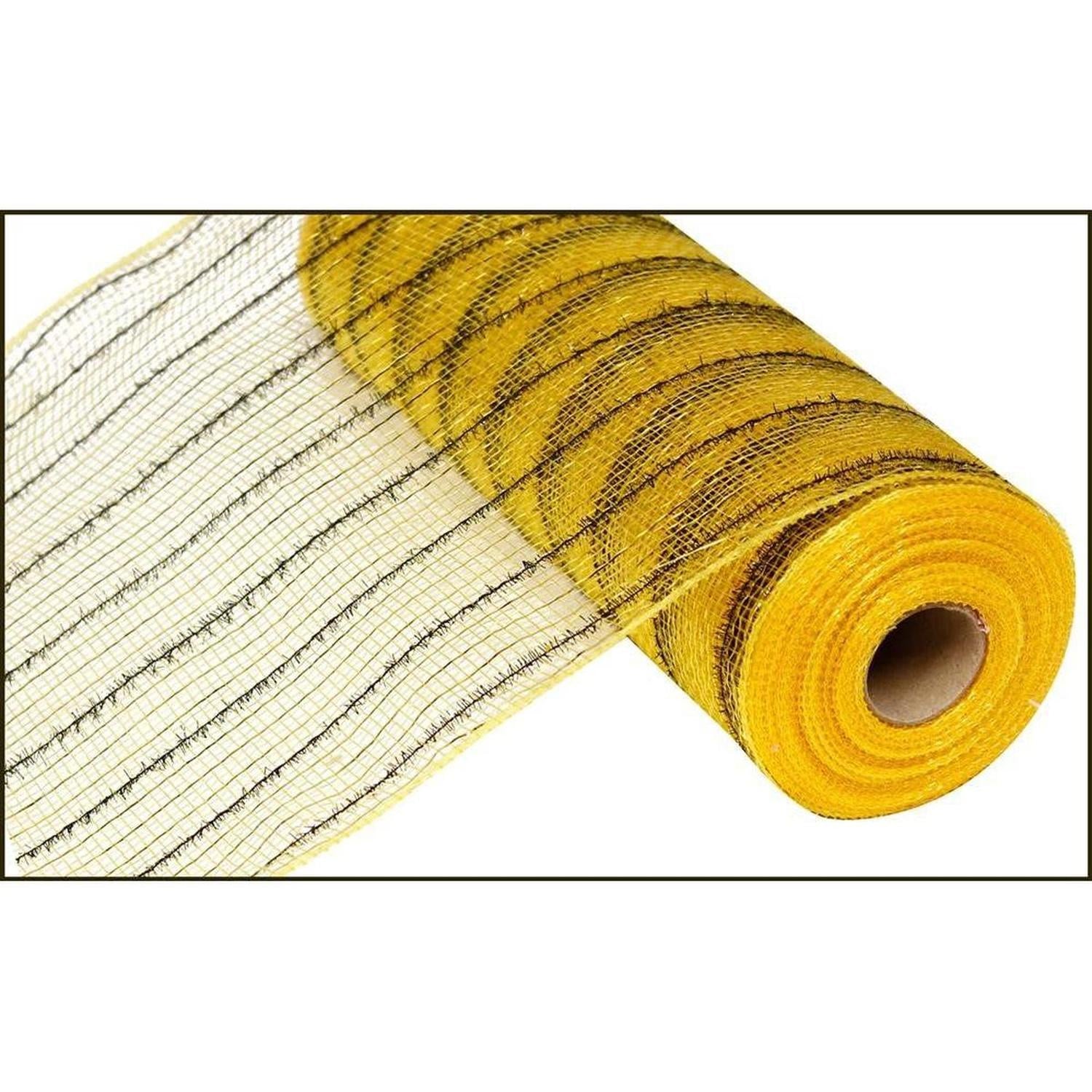 Shop For 10.5" Tinsel Foil Deco Poly Mesh Ribbon: Gold & Black at Michelle's aDOORable Creations