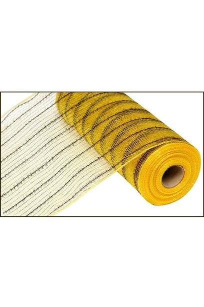 Shop For 10.5" Tinsel Foil Deco Poly Mesh Ribbon: Gold & Black at Michelle's aDOORable Creations