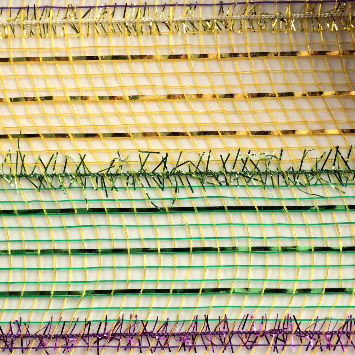 Shop For 10" Poly Deco Tinsel Foil Mesh Ribbon: Mardi Gras Stripe (10 Yards) at Michelle's aDOORable Creations