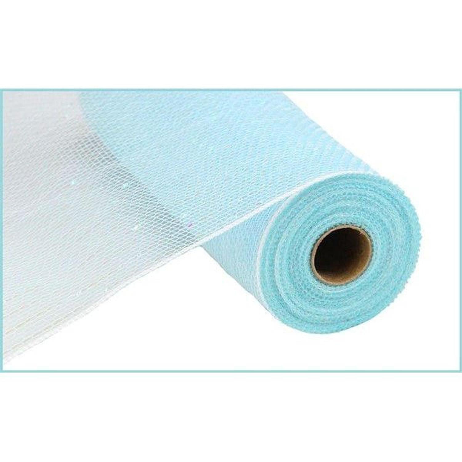 10" Iridescent Foil Mesh Ribbon: Pastel Turquoise & White