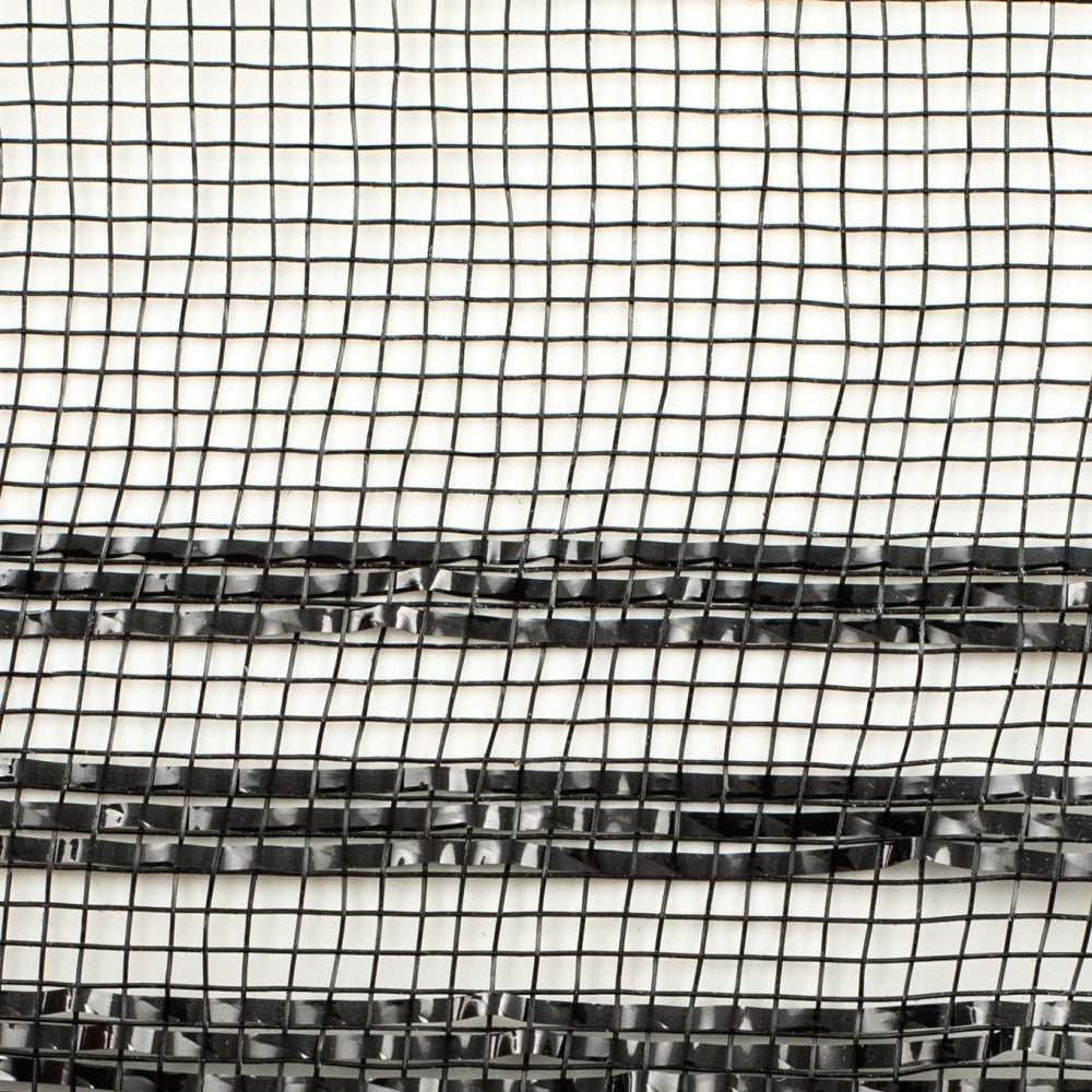 Shop For 10.5" Border Stripe Metallic Mesh Ribbon: Black (10 Yards) at Michelle's aDOORable Creations