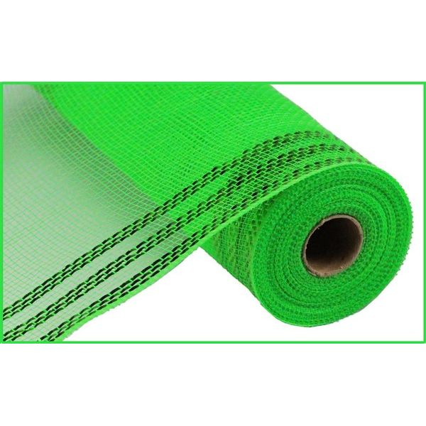 Shop For 10.5" Border Stripe Metallic Mesh Ribbon: Lime Green (10 Yards) at Michelle's aDOORable Creations
