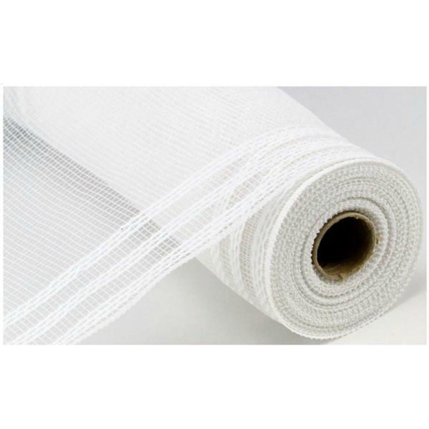 Shop For 10.5" Border Stripe Metallic Mesh Ribbon: White (10 Yards) at Michelle's aDOORable Creations