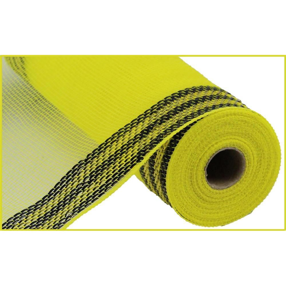 Shop For 10.5" Border Stripe Metallic Mesh Ribbon: Yellow/Black (10 Yards) at Michelle's aDOORable Creations