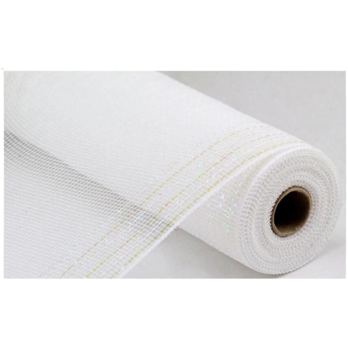Shop For 10" Tinsel Border Stripe Mesh Ribbon: White (10 Yards) at Michelle's aDOORable Creations