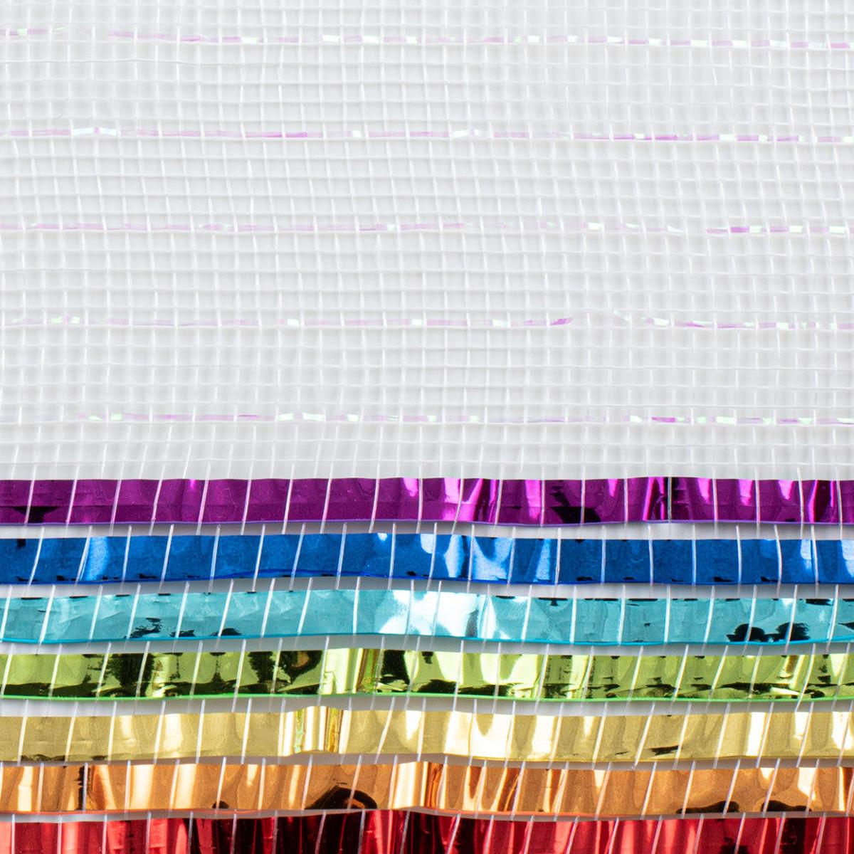 Shop For 10" Metallic Foil Border Mesh Ribbon: Rainbow (10 Yards) at Michelle's aDOORable Creations