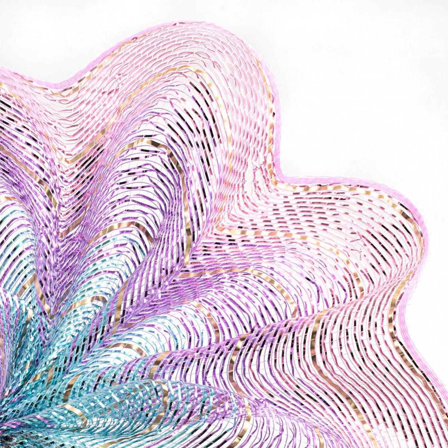 10" Metallic Foil Ombré Mesh Ribbon: Light Pink, Lavender, Ice Blue, Gold (10 Yards)