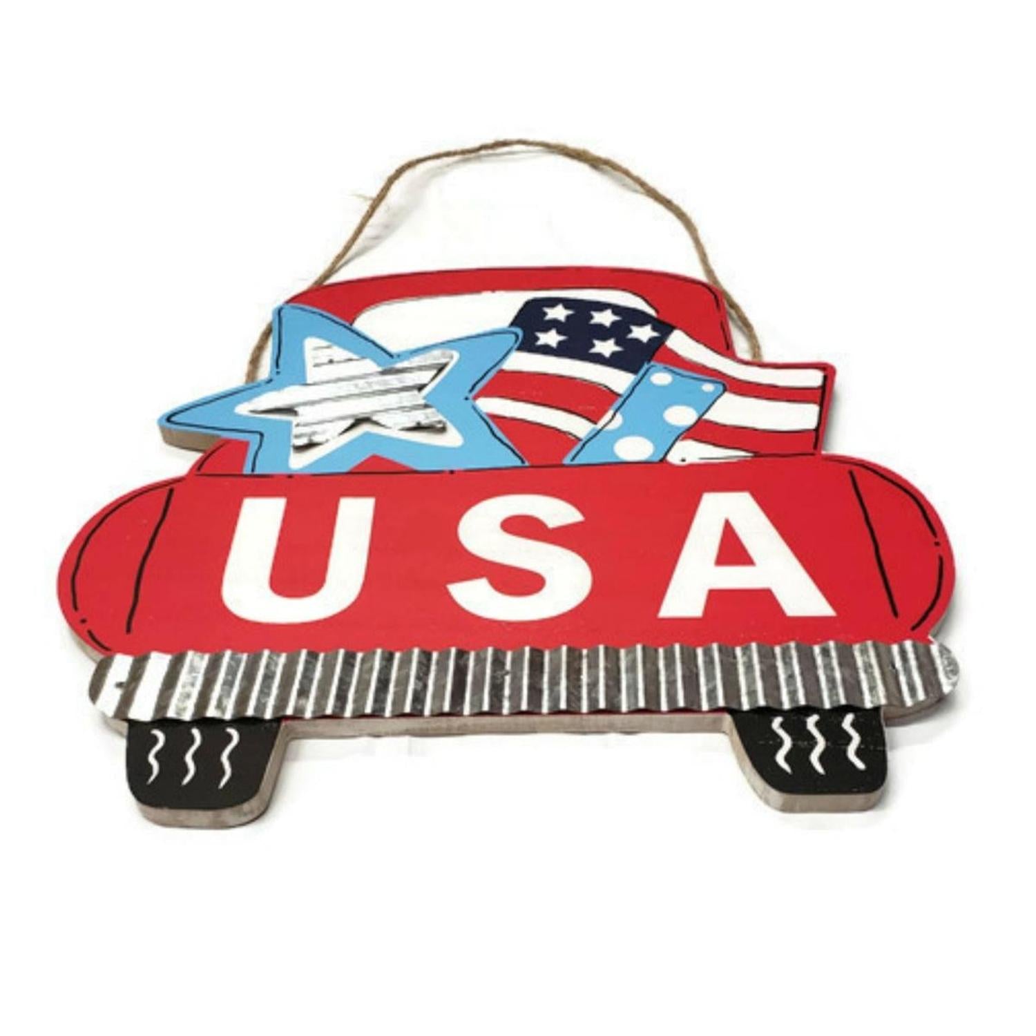 14" Patriotic USA Red Farm Truck Sign