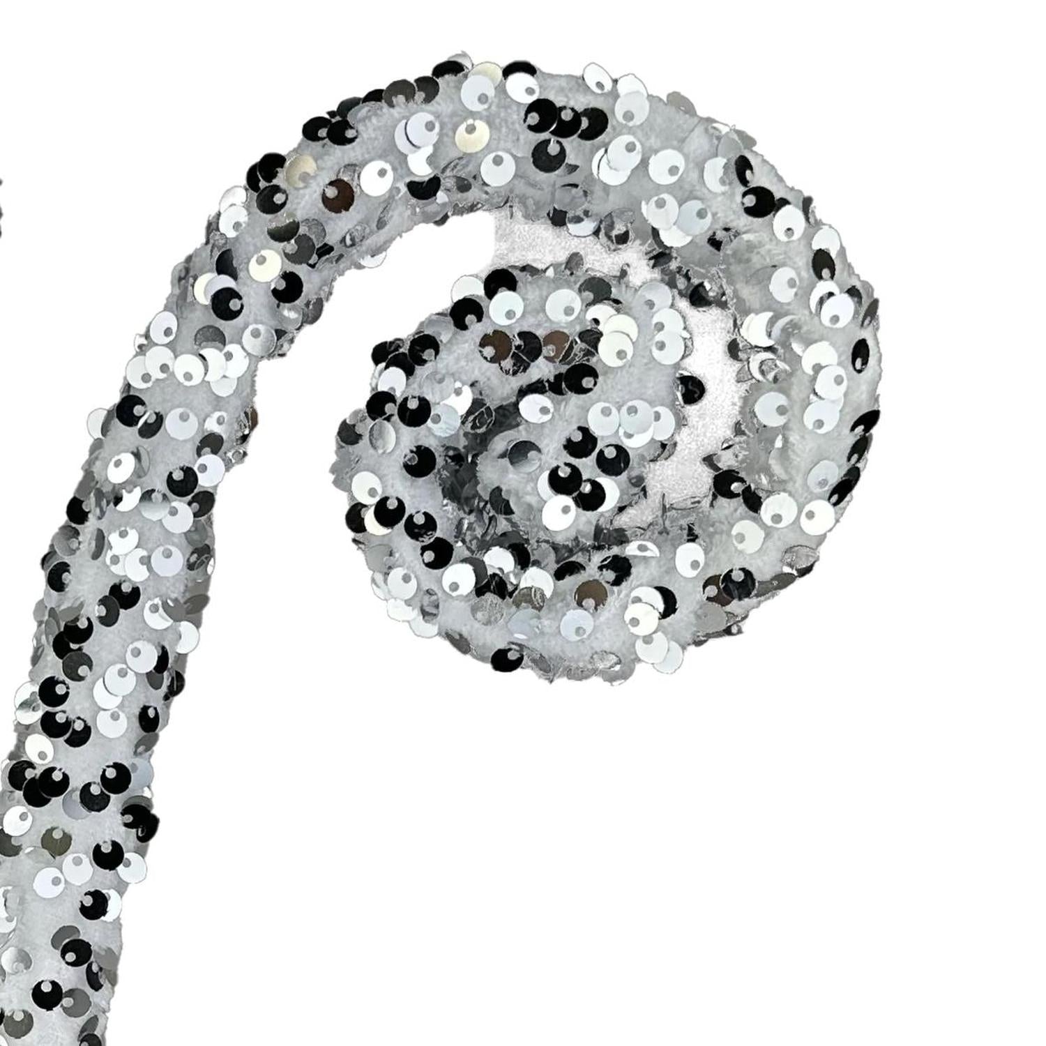 29" Glitter Scroll Curly Spray: Silver