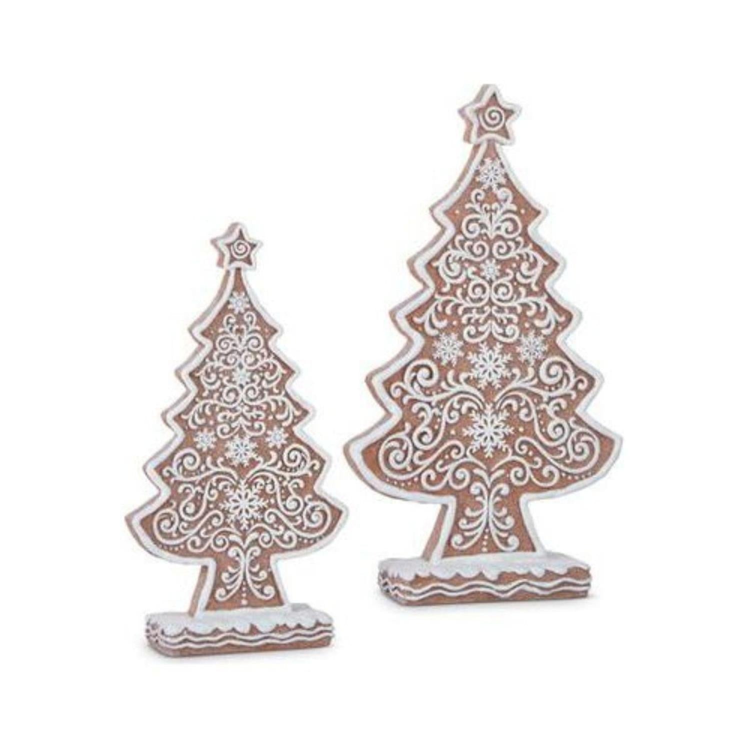 Large Frosted Gingerbread Trees (Set of 2)