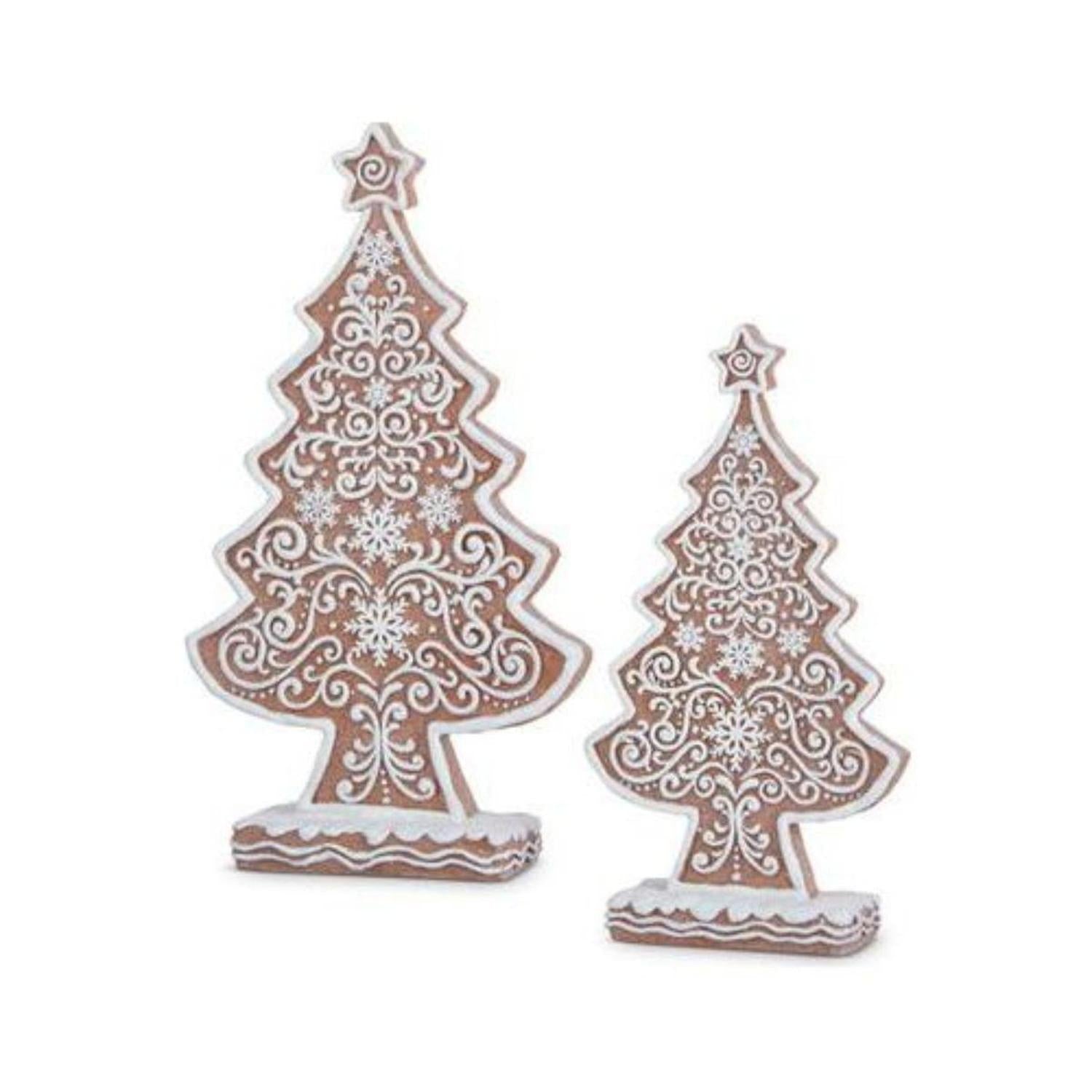 Large Frosted Gingerbread Trees (Set of 2)
