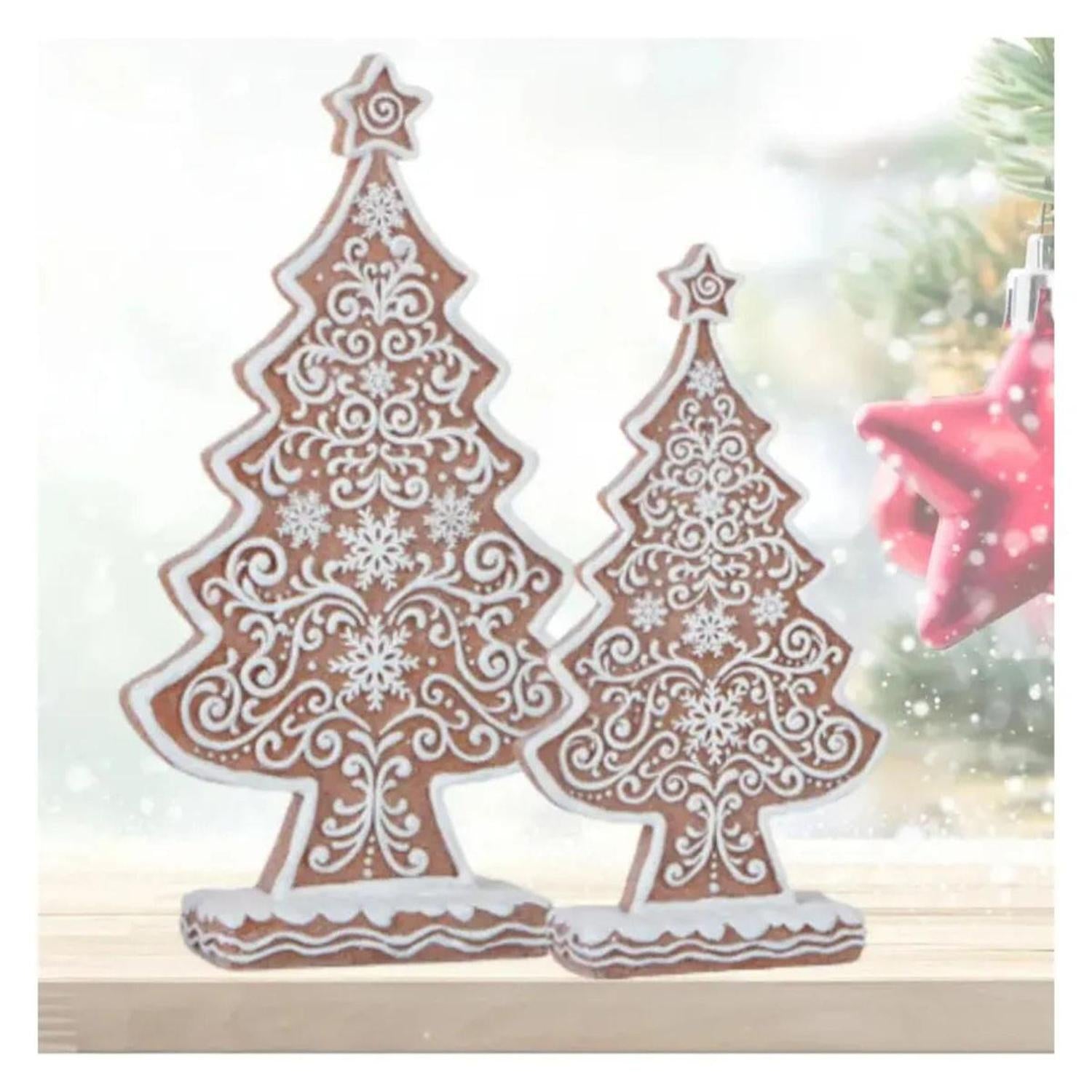 Large Frosted Gingerbread Trees (Set of 2)