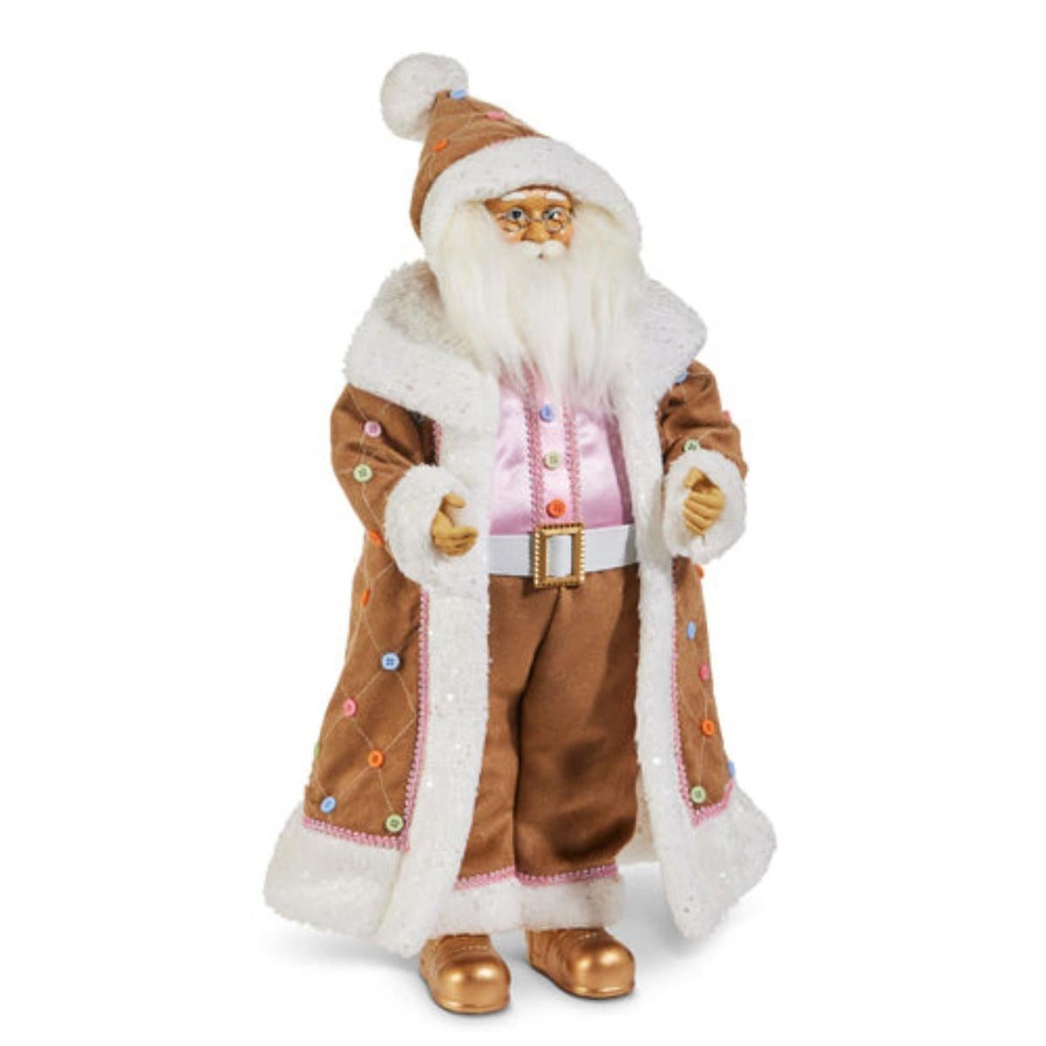 18" Pastel Gingerbread Christmas Santa Figure
