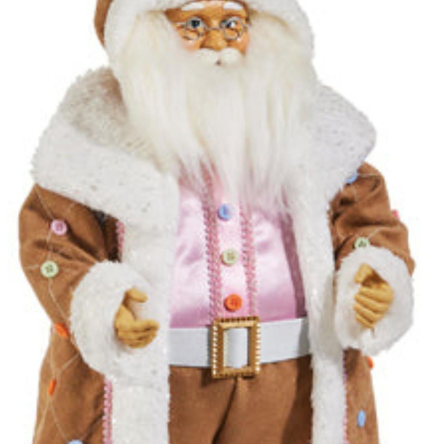 18" Pastel Gingerbread Christmas Santa Figure