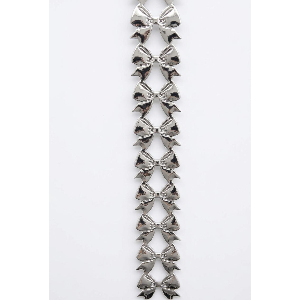 Silver metallic vinyl puffy bow garland streamer for homecoming