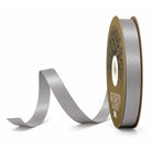 Silver grey #5 satin lustre non-wired ribbon on gold core