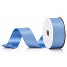 Columbia Blue Diamond Dust non-wired homecoming ribbon spool showing glittery texture and satin back
