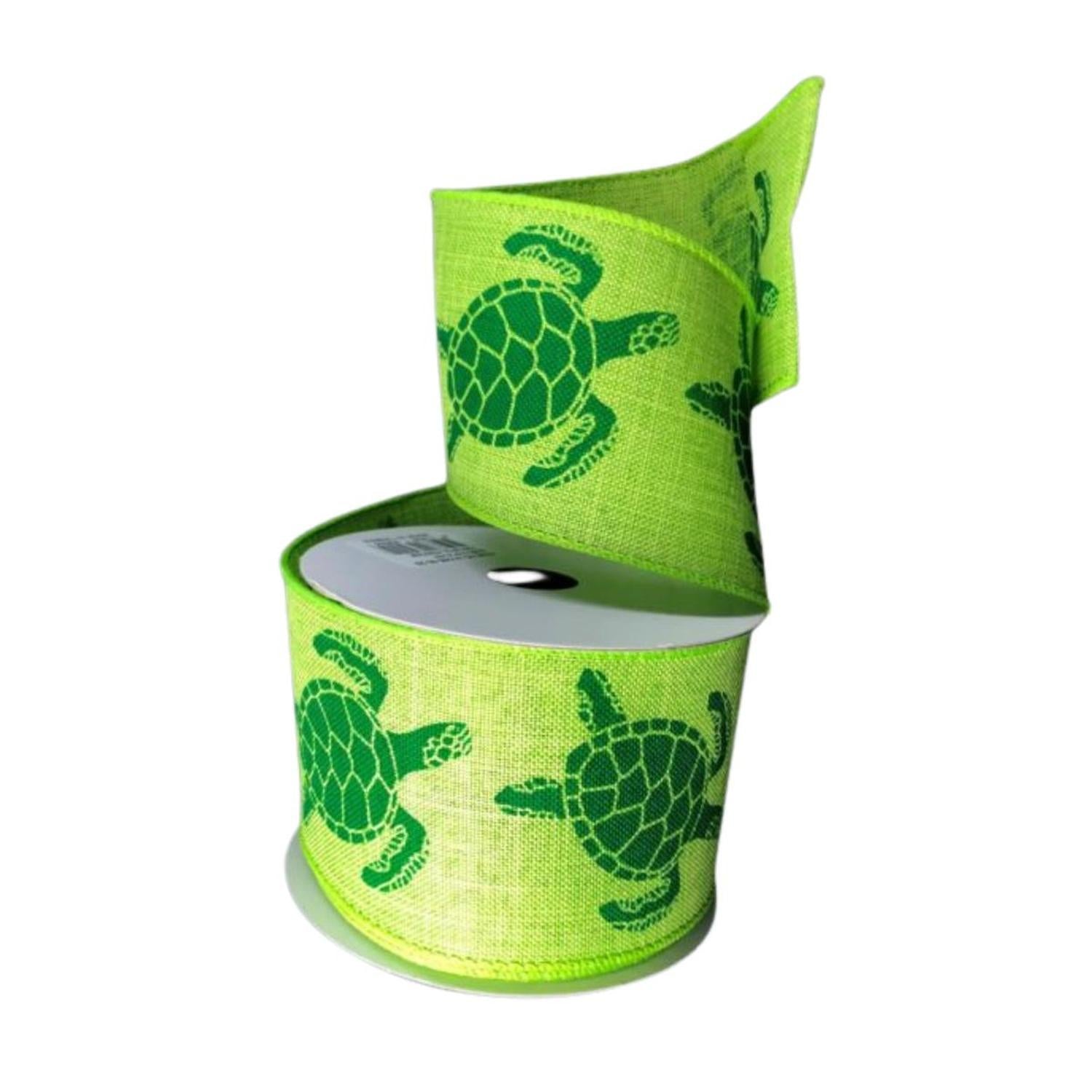 2.5" Sea Turtle Ribbon: Lime (10 Yards)