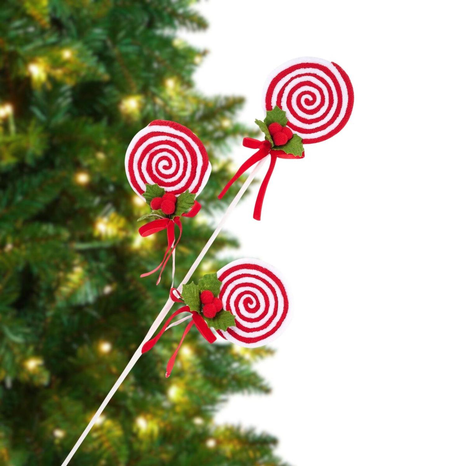 24" Red White Lollipop Bundle Spray