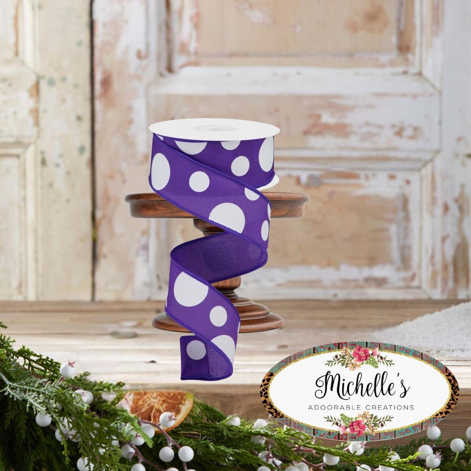 1.5" Giant Three Size Polka Dot Ribbon: Purple (10 Yards)