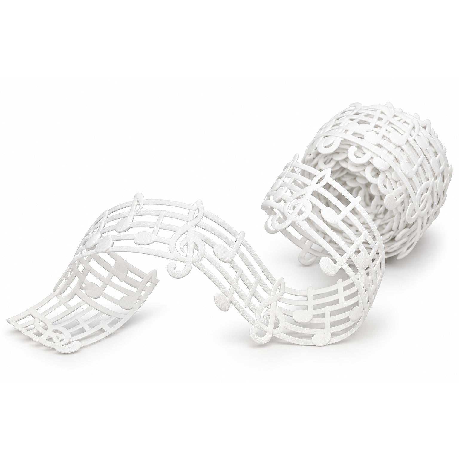 White music note lace ribbon roll with musical staff cutouts