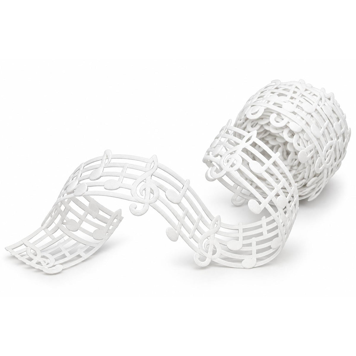 White music note lace ribbon roll with musical staff cutouts