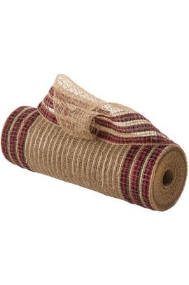Shop For 10" Patterned Edge Mesh: Natural Jute & Red Buffalo Plaid (10 Yards) XB106810-10