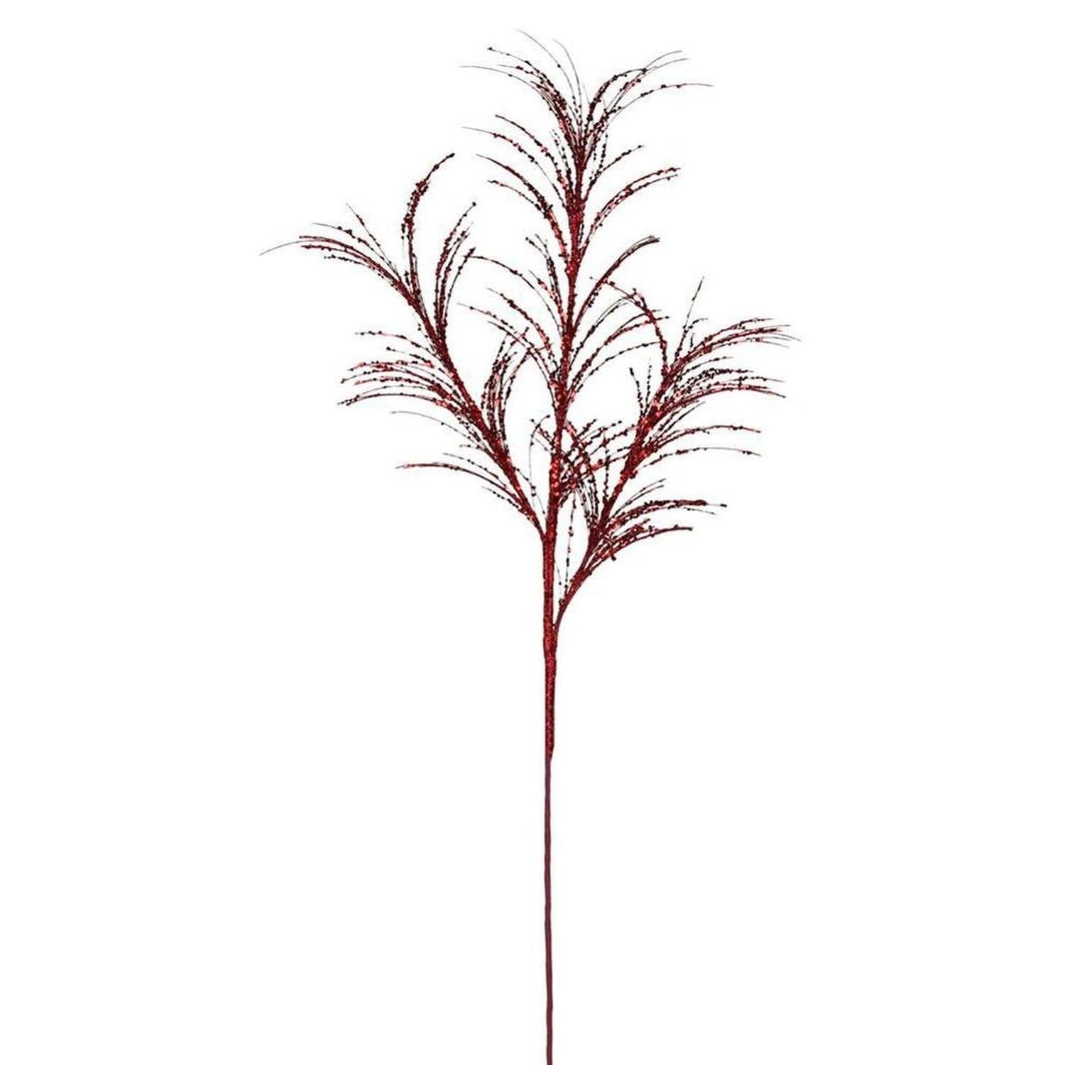 34" Glitter Fishline Grass Spray: Red